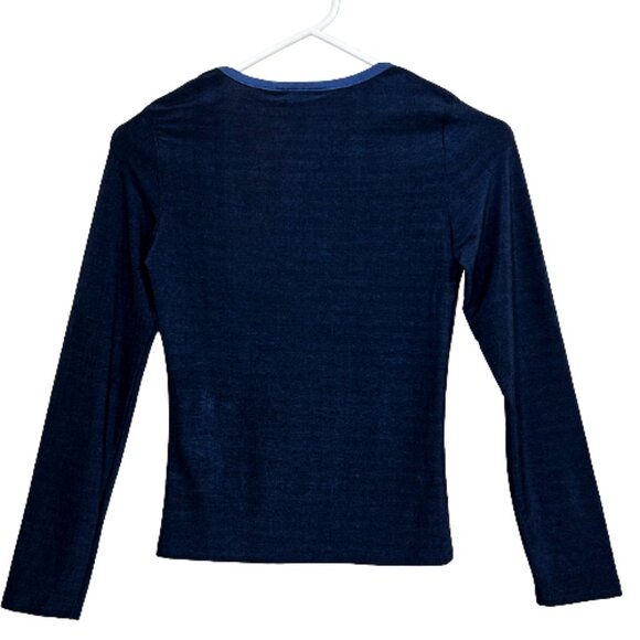 Versace Jeans Couture Vintage Navy Stretch Logo Top M Y2K Designer Rare - Picture 7 of 8